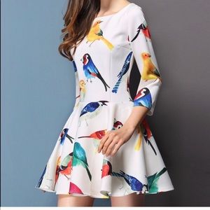Beautiful unique white bird print dress by OASAP